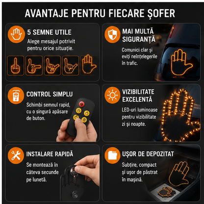 Semn LED cu Telecomandă pentru Mașină - 25 RON