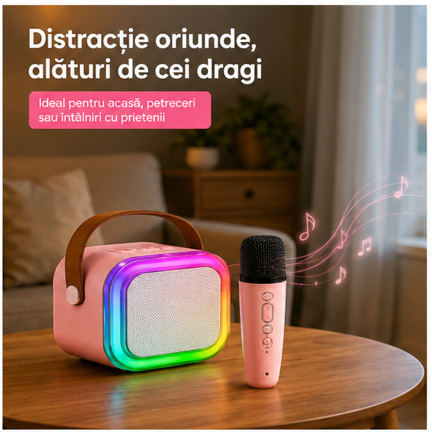 Set Boxa Bluetooth Karaoke Cu 2 Microfoane Wireless