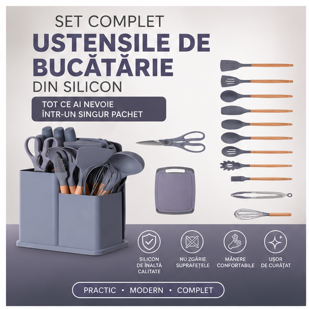 Set Ustensile de Bucătărie din Silicon - 45 RON