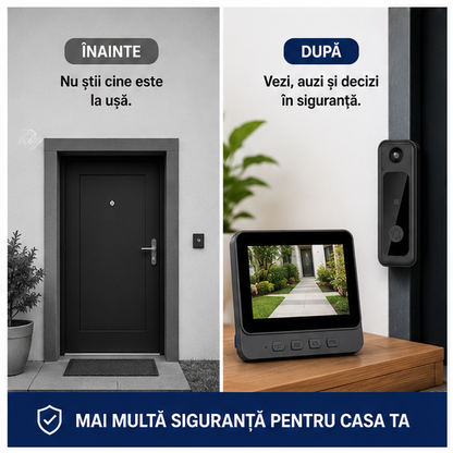 Sonerie Video Inteligentă Bluetooth 8MP cu Night Vision IR – Monitorizare și Siguranță Direct de pe Telefon