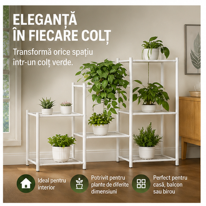 Suport Multifuncțional pentru Flori 95x27.5x82.5cm Alb-Negru