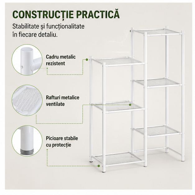Suport Multifuncțional pentru Flori 95x27.5x82.5cm Alb-Negru