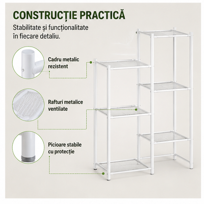 Suport Multifuncțional pentru Flori 95x27.5x82.5cm Alb-Negru