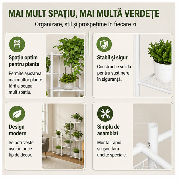 Suport Multifuncțional pentru Flori 95x27.5x82.5cm Alb-Negru