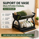 Suport de vase multifuncțional cu 2 niveluri și tavă de scurgere