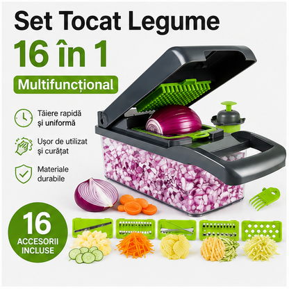 Set Tocat Legume 16 în 1 - Multifuncțional pentru Bucătărie