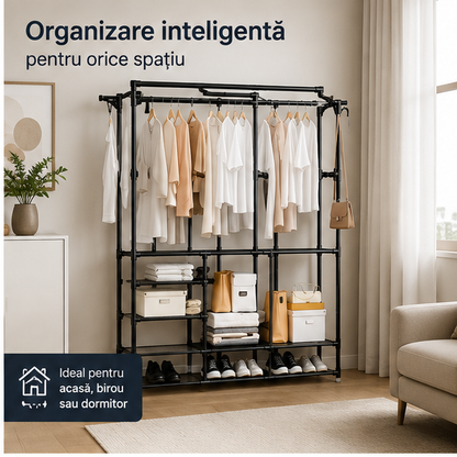 Umeras Dublu cu Rafturi 73x36x160 cm - Organizare Eficienta