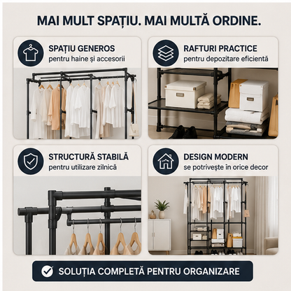Umeras Dublu cu Rafturi 73x36x160 cm - Organizare Eficienta