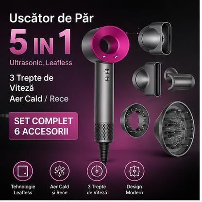 Uscator de Par 5 IN 1 Ultrasonic cu 3 Trepte Viteza Aer Cald/Rece