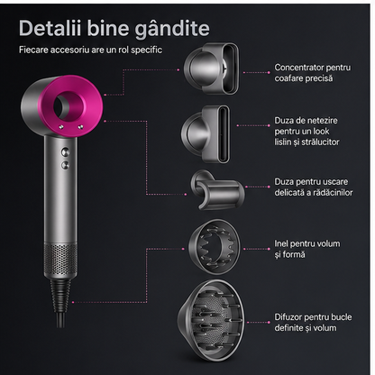 Uscator de Par 5 IN 1 Ultrasonic cu 3 Trepte Viteza Aer Cald/Rece