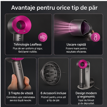 Uscator de Par 5 IN 1 Ultrasonic cu 3 Trepte Viteza Aer Cald/Rece