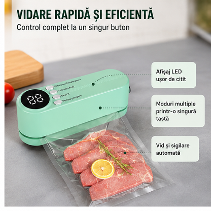 Aparat de Vidat Portabil 3 în 1 pentru Alimente – Sigilare Rapidă și Păstrare Proaspătă