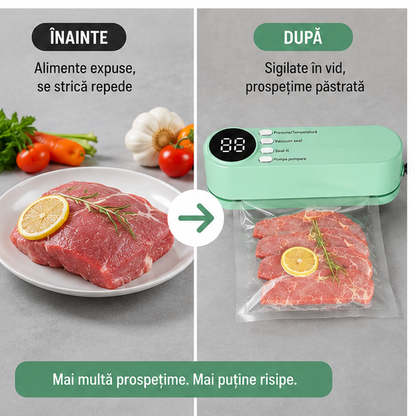 Aparat de Vidat Portabil 3 în 1 pentru Alimente – Sigilare Rapidă și Păstrare Proaspătă