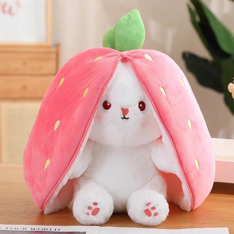 Iepuras din Plus Reversibil Happy Bunny 40 cm