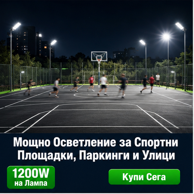 SET 5x Lampa Stradala 1200W, Incarcare Solara