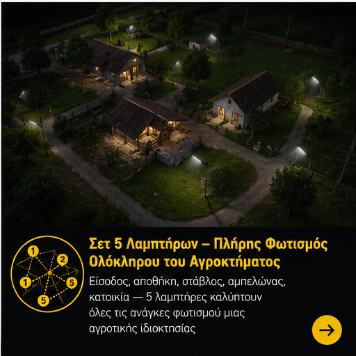 SET 5x Lampa Stradala 1200W, Incarcare Solara
