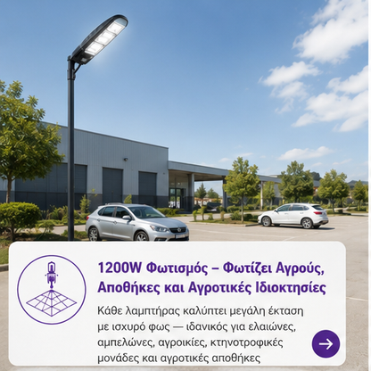 SET 5x Lampa Stradala 1200W, Incarcare Solara