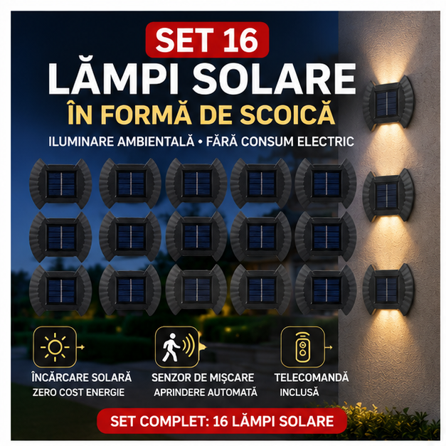 SET 16 LAMPI SOLARE IN FORMA DE SCOICA
