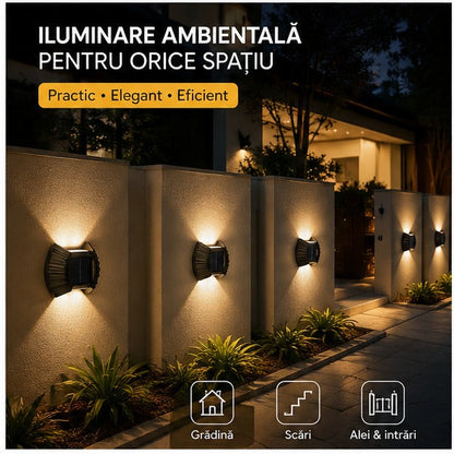 Lămpi Solare Decorative „Scoică" IP65, Iluminare Bidirecțională – Set 8, 12 sau 16 buc, Alb Cald sau Alb Rece