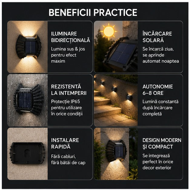 Lămpi Solare Decorative „Scoică" IP65, Iluminare Bidirecțională – Set 8, 12 sau 16 buc, Alb Cald sau Alb Rece