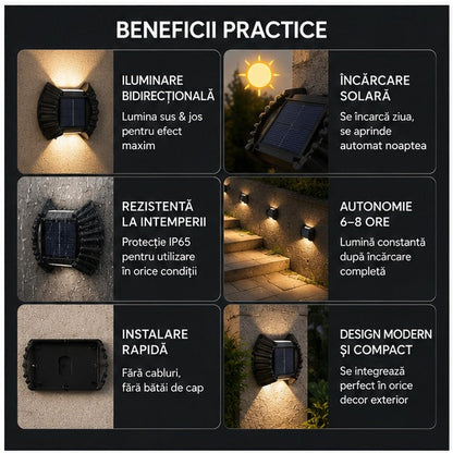 Lămpi Solare Decorative „Scoică" IP65, Iluminare Bidirecțională – Set 8, 12 sau 16 buc, Alb Cald sau Alb Rece