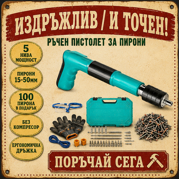Pistol manual pentru fixarea cuielor + 100 CUIE CADOU