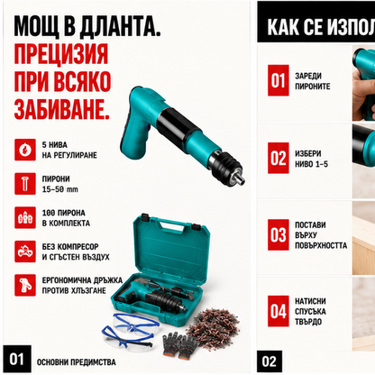 Pistol manual pentru fixarea cuielor + 100 CUIE CADOU