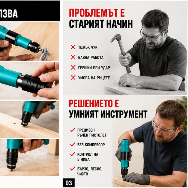 Pistol manual pentru fixarea cuielor + 100 CUIE CADOU