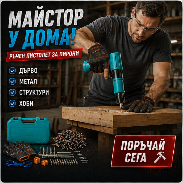 Pistol manual pentru fixarea cuielor + 100 CUIE CADOU