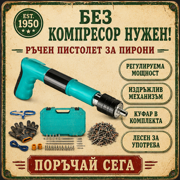 Pistol manual pentru fixarea cuielor + 100 CUIE CADOU