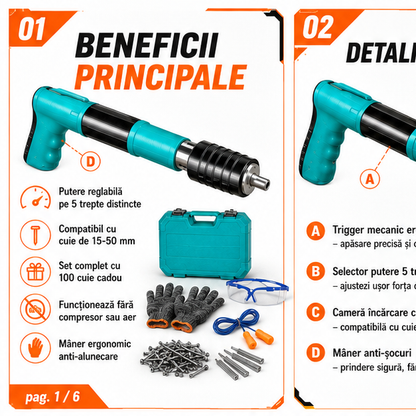 Pistol manual pentru fixarea cuielor + 100 CUIE CADOU