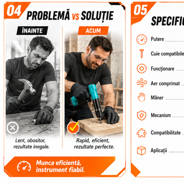 Pistol manual pentru fixarea cuielor + 100 CUIE CADOU