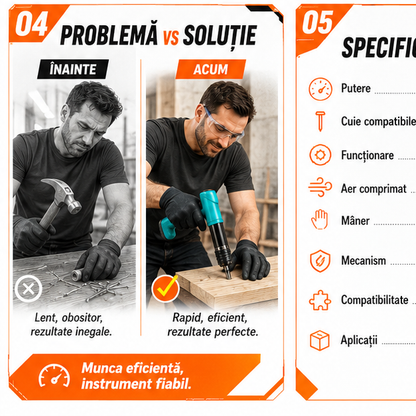 Pistol manual pentru fixarea cuielor + 100 CUIE CADOU