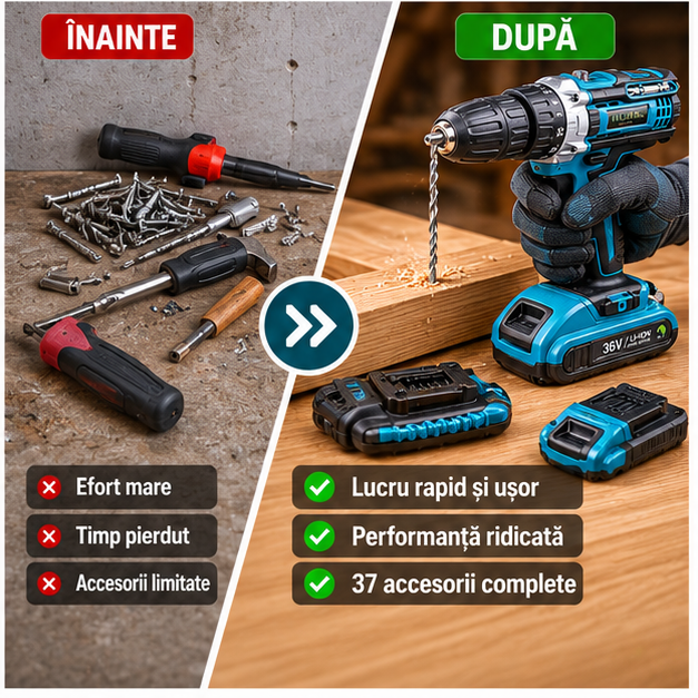 Bormașină cu 2 Acumulatori de 48V – Putere și Autonomie