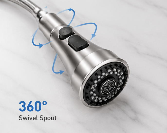 Extensie robinet pivotant cu 3 moduri pulverizare