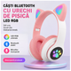 Căști Bluetooth cu Urechi de Pisică LED RGB și Microfon