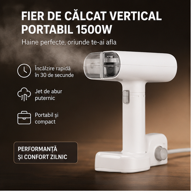 Fier de Călcat Vertical Portabil VISURON 1500W cu Rezervor Detașabil