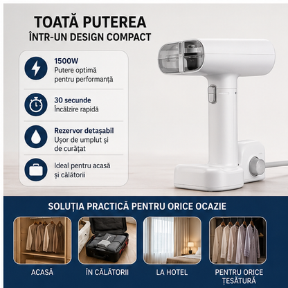 Fier de Călcat Vertical Portabil VISURON 1500W cu Rezervor Detașabil