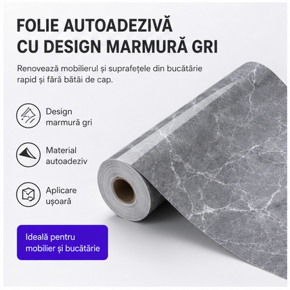 Folie Autocolanta Marmura Gri Autoadeziva 60X300cm