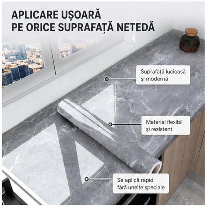 Folie Autocolanta Marmura Gri Autoadeziva 60X300cm