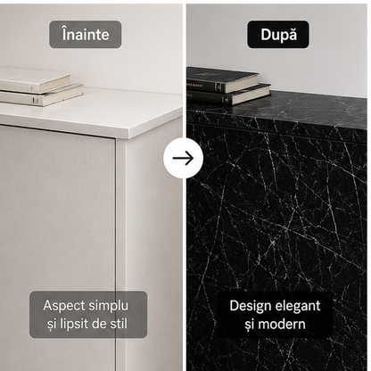 Folie Autocolantă Marmură Neagră 60x300cm pentru Mobilier