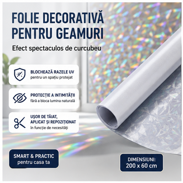 Folie Decorativă Autoadezivă Curcubeu 200x60cm