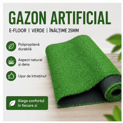 Gazon artificial, e-floor, polipripilena, vedra,inaltime 25mm, dim 200cmx100cm, verde