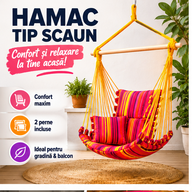 Hamac din bumbac rezistent 240x160cm