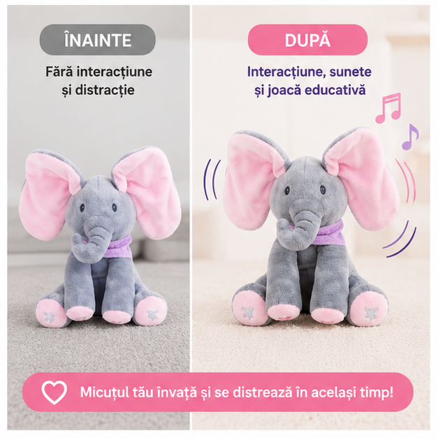Elefant Interactiv Cici Cucu Bau - Jucarie de Plus