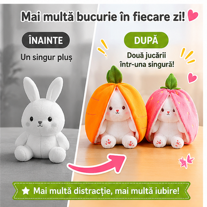 Iepuras din Plus Reversibil Happy Bunny 40 cm