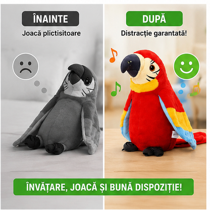 Papagal Interactiv de Pluș 20cm - Repetă Sunete, Muzică