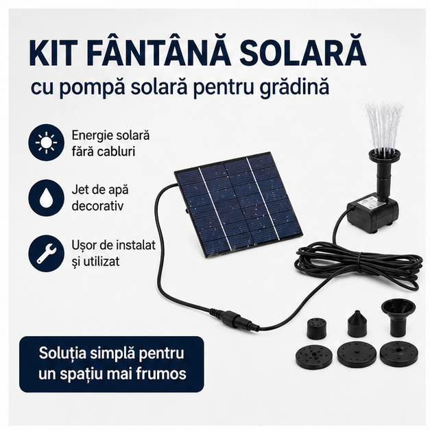 Kit Fantana Solara cu Pompa Solara pentru Gradina