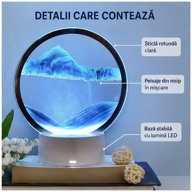 Lampa decorativa tip clepsidra 16x19 cm - Nisipuri miscatoare