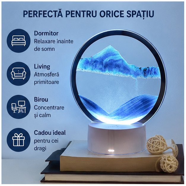 Lampa decorativa tip clepsidra 16x19 cm - Nisipuri miscatoare